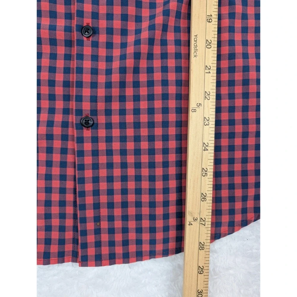 Mizzen + Main Men's Shirt M Trim Fit Red Blue‎ Check Performance Menswear - Picture 7 of 11
